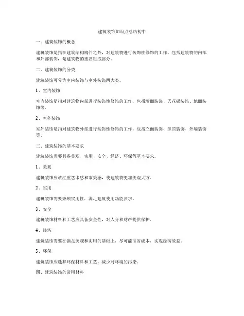 建筑装饰知识点总结初中