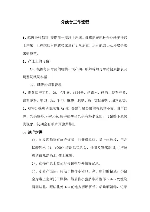 分娩舍工作流程