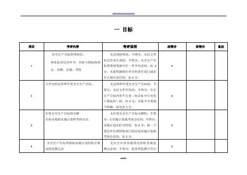 安全生产标准化考评检查表(十三个要素分别的检查表)