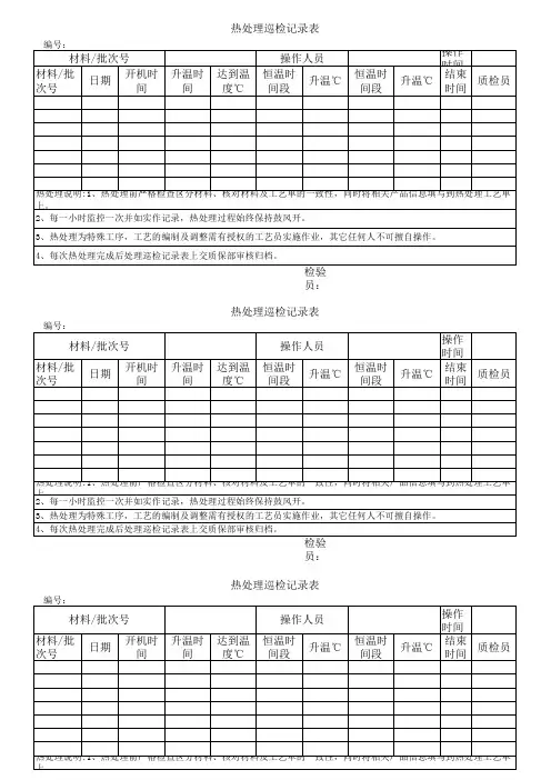 热处理巡检记录表