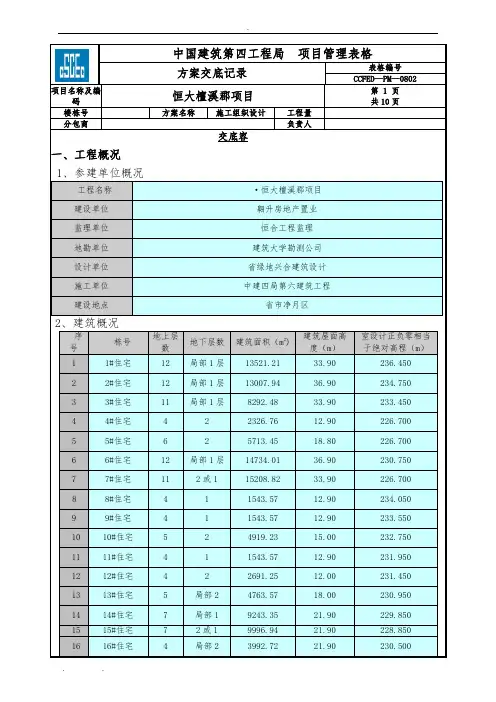 工程施工设计方案交底