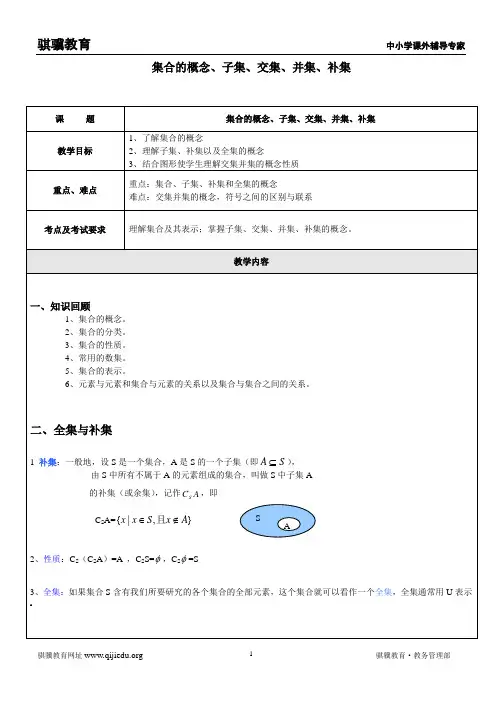 集合的概念、子集、交集、并集、补集.