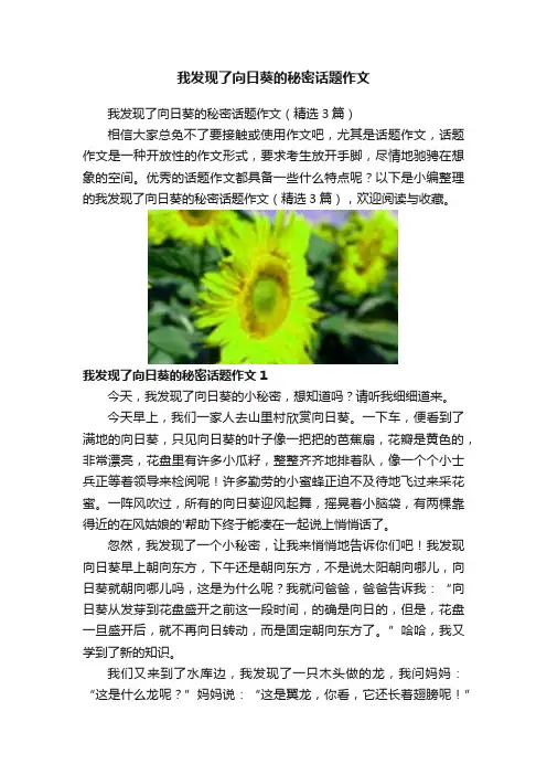 我发现了向日葵的秘密话题作文