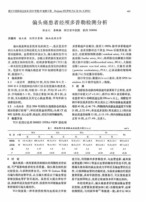 偏头痛患者经颅多普勒检测分析