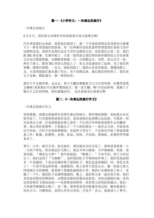 一次难忘的旅行作文400字