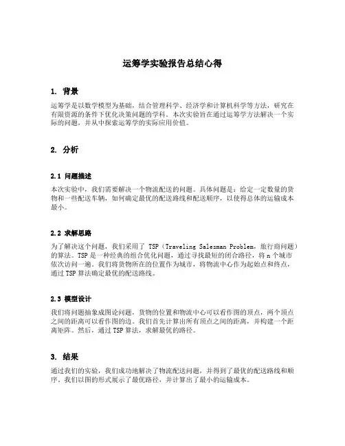 运筹学实验报告总结心得