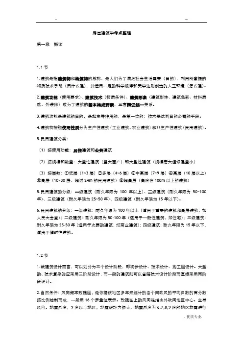 房屋建筑学考点整理