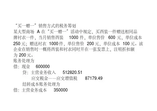 “买一赠一”销售方式的税务筹划（20210118154841）-完整版