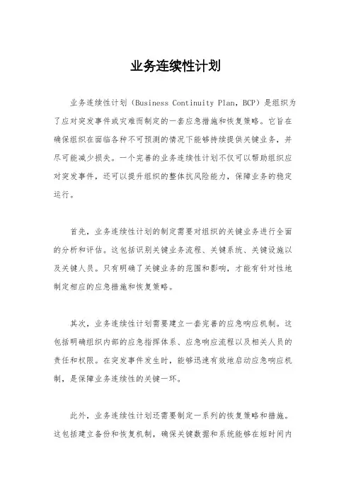 业务连续性计划