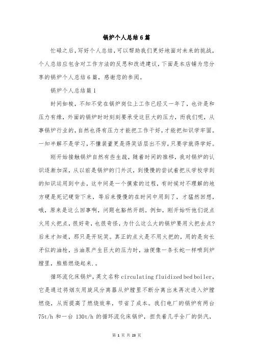锅炉个人总结6篇