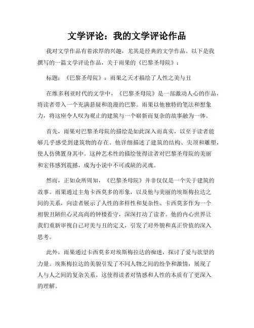 文学评论：我的文学评论作品