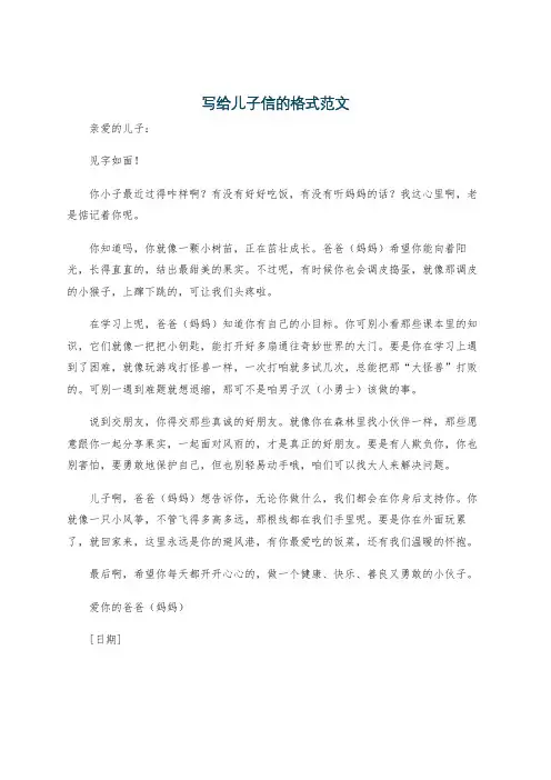 写给儿子信的格式范文