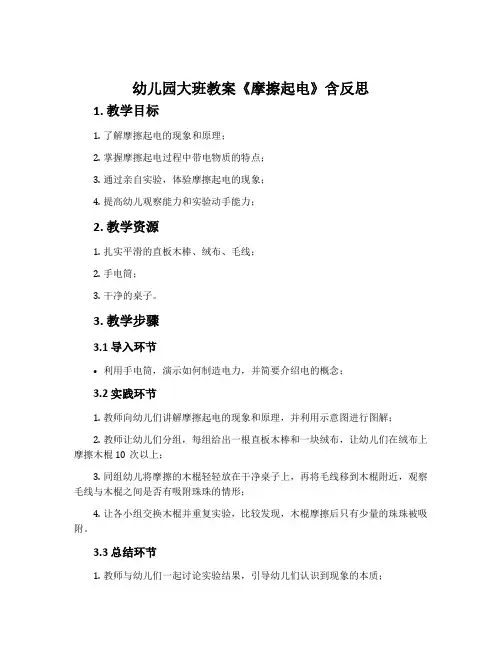 幼儿园大班教案《摩擦起电》含反思