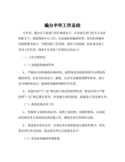 编办半年工作总结