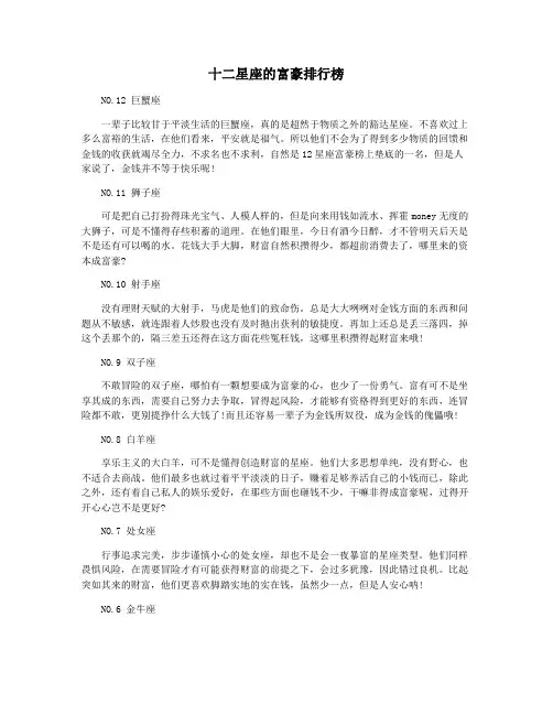 十二星座的富豪排行榜