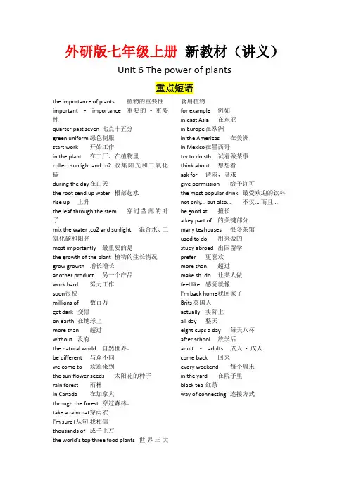 Unit 6 The power of plants--课文知识讲解(重点短语+句子解析)