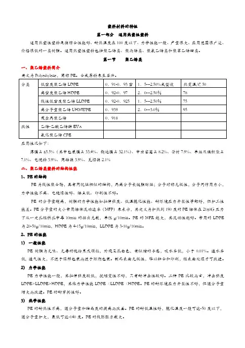 塑料材料的特性