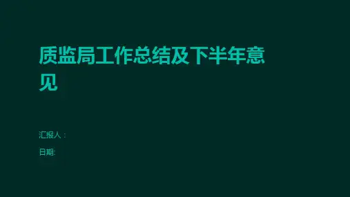 质监局工作总结及下半年意见