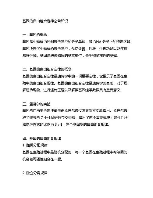 基因的自由组合定律 必备知识