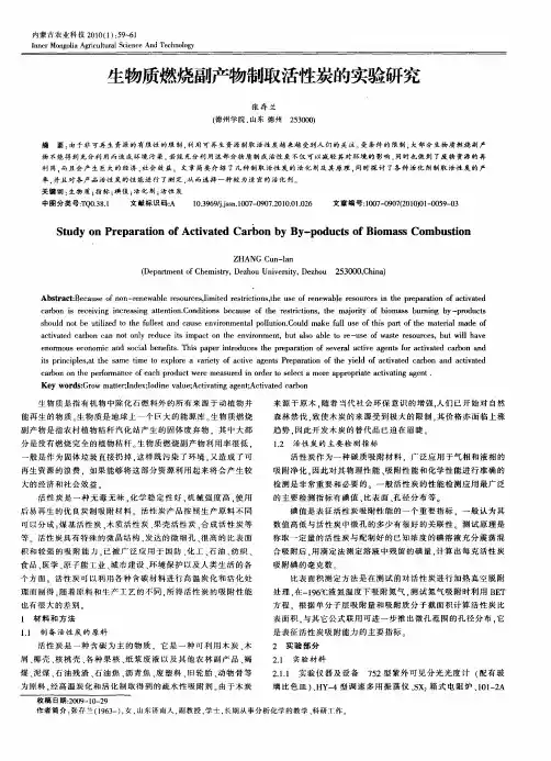 生物质燃烧副产物制取活性炭的实验研究