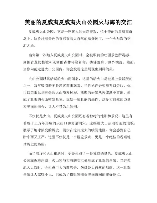 美丽的夏威夷夏威夷火山公园火与海的交汇