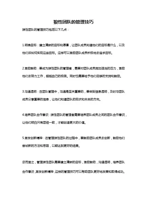 狼性团队的管理技巧