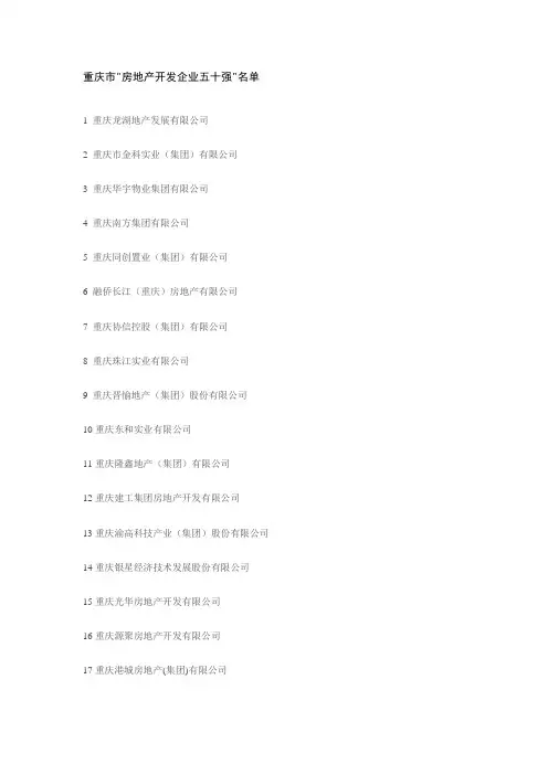 重庆房地产50强