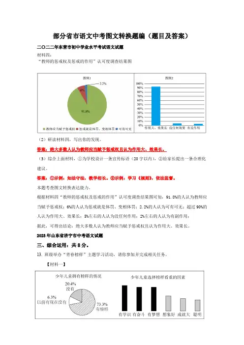 部分城市中考图文转换题汇编