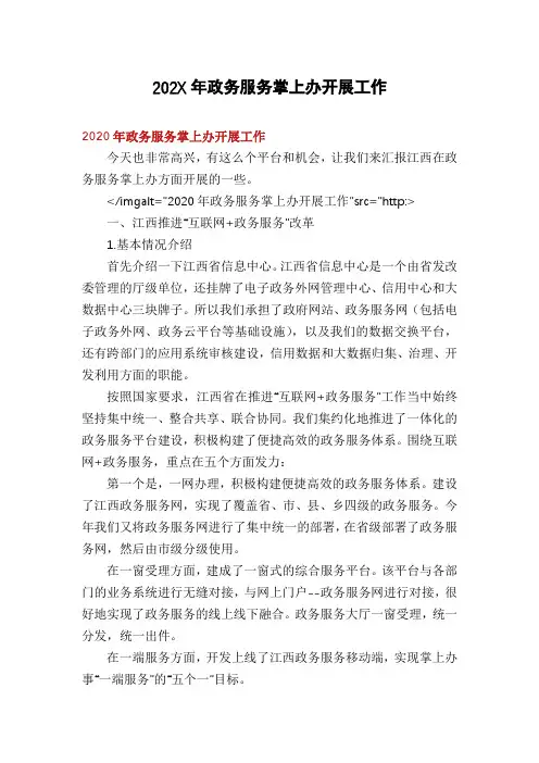 202X年政务服务掌上办开展工作