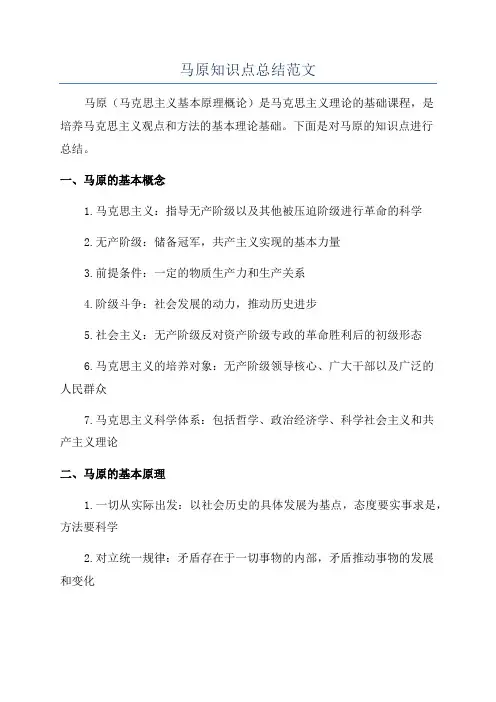 马原知识点总结范文