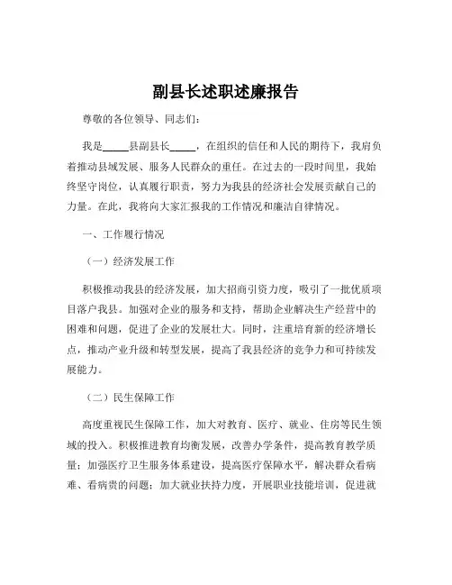 副县长述职述廉报告