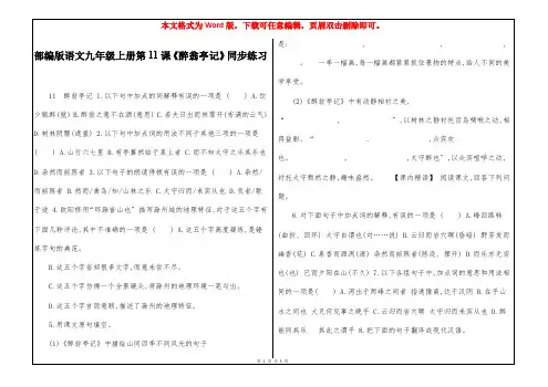 部编版语文九年级上册第11课《醉翁亭记》同步练习