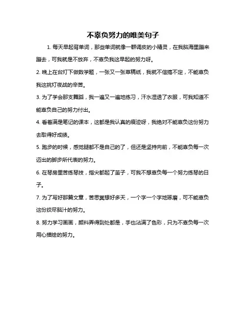 不辜负努力的唯美句子