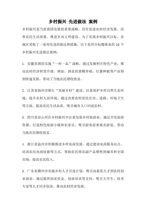 乡村振兴 先进做法 案例