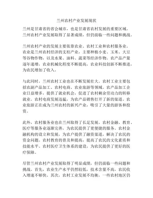 兰州农村产业发展现状