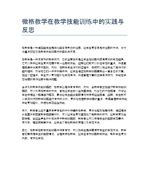 微格教学在教学技能训练中的实践与反思