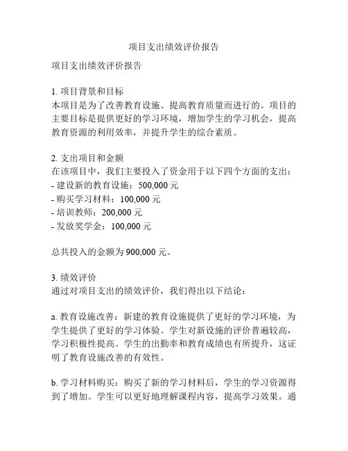 项目支出绩效评价报告