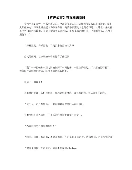 【哲理故事】当灾难来临时