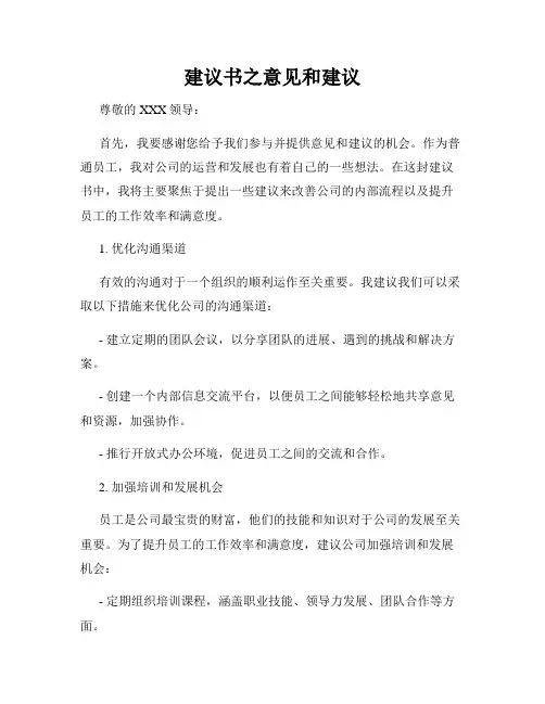 建议书之意见和建议