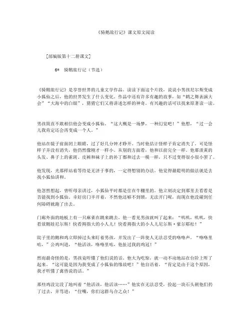 《骑鹅旅行记》课文原文阅读