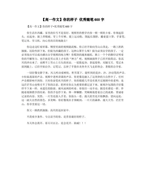 【高一作文】你的样子 优秀随笔600字