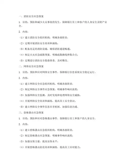 银行各种应急预案