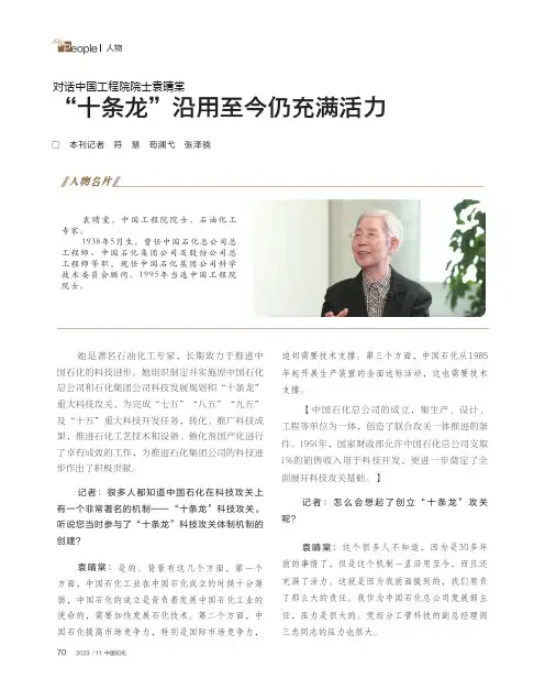 对话中国工程院院士袁晴棠_“十条龙”沿用至今仍充满活力