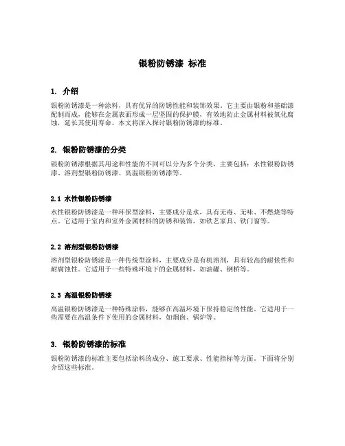 银粉防锈漆 标准