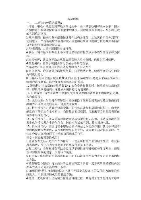 材料成型技术基础--名词解释