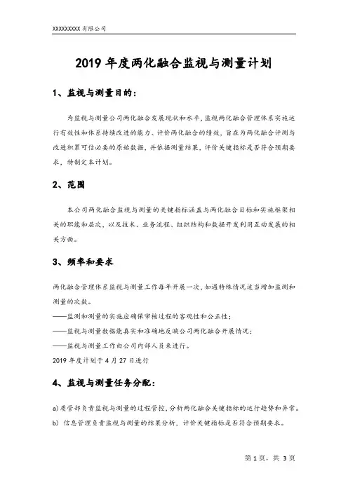 两化整合监视与测量计划
