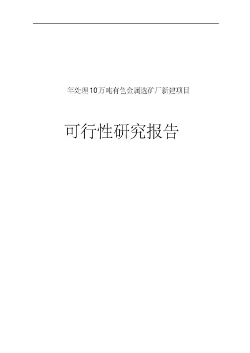 有色金属选矿厂新建项目可行性报告