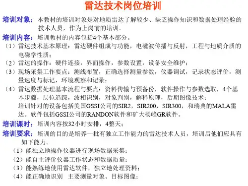雷达岗位技术培训教材分解