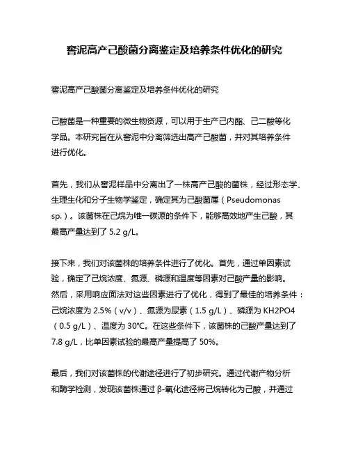 窖泥高产己酸菌分离鉴定及培养条件优化的研究