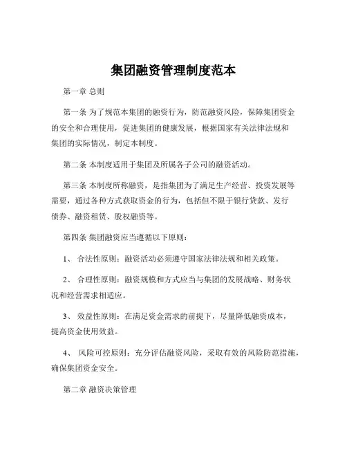 集团融资管理制度范本